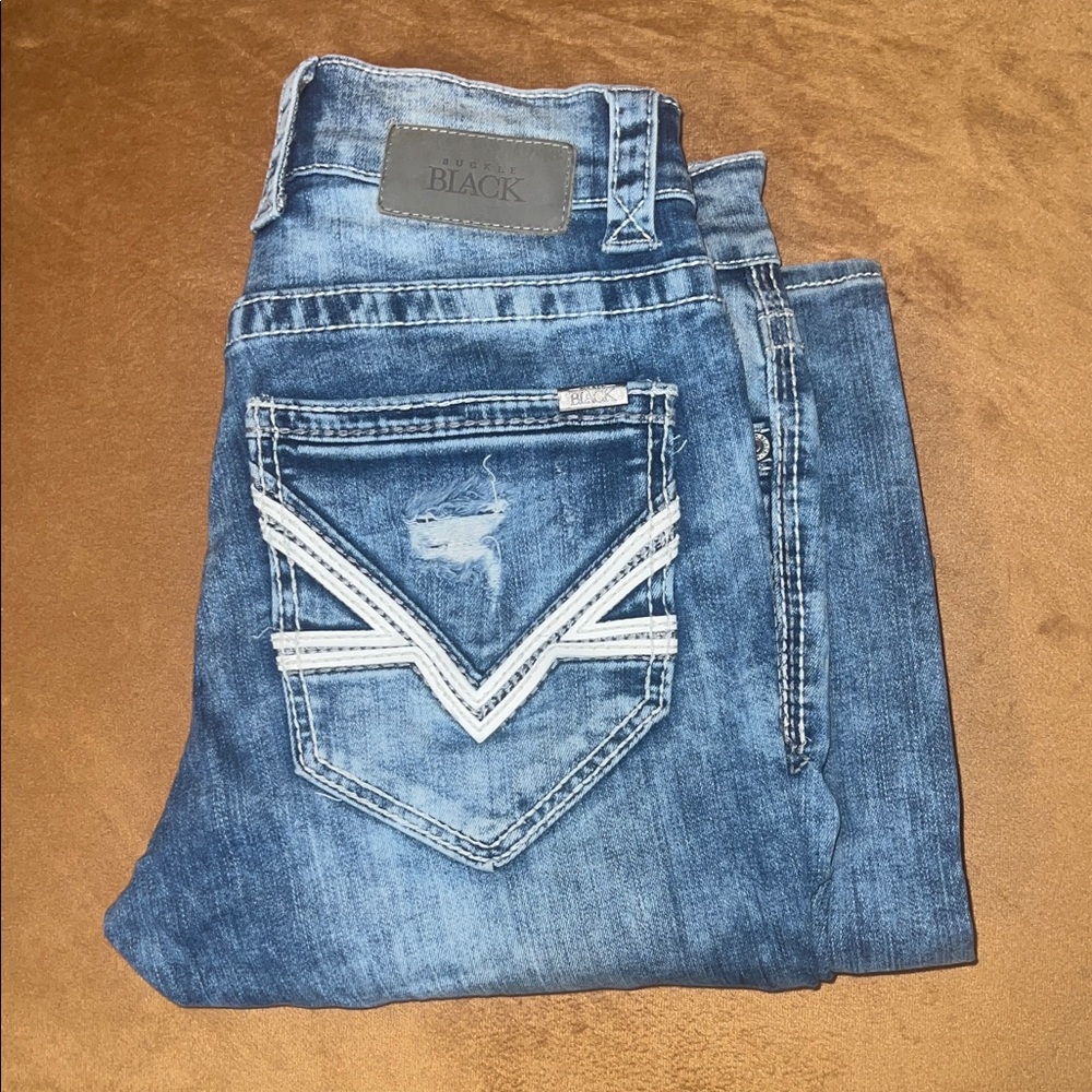 Buckle Black Men's Blue Distressed Jeans